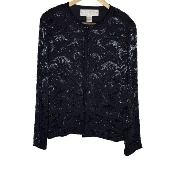 Doncaster Jackets & Blazers - Silk Evening Jacket Cardigan Black Beaded Doncaster Women's Size 8